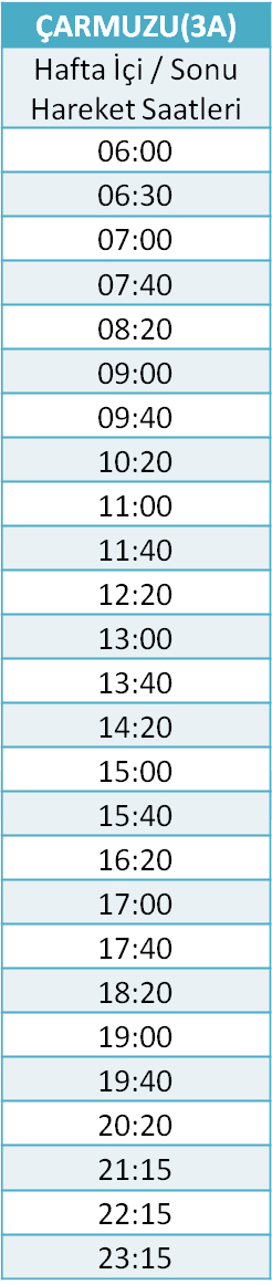 3 - ÇARMUZU HATTI Otobüsü Saatleri